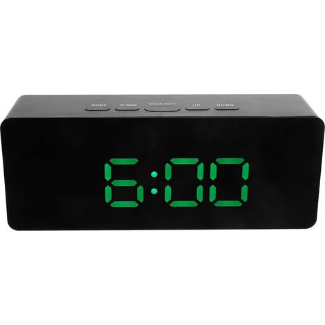 Réveil Numérique Électronique Alimentation USB et Piles AAA Affichage Température à Miroir LED pour Chambre et Bureau (1/5)