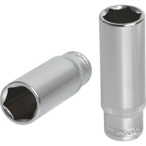 Long 6-point socket, 13mm, Chrome Vanadium, Satin finish, Automotive mechanics (1/2)