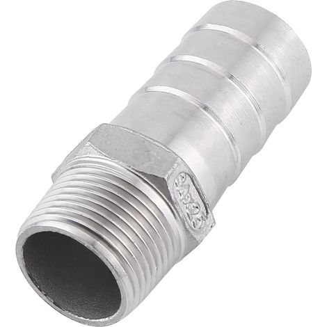 Raccord de tuyauterie mâle en acier inoxydable, adaptateur pour tuyau à embout cannelé (3/4" x 25 mm) (1/5)