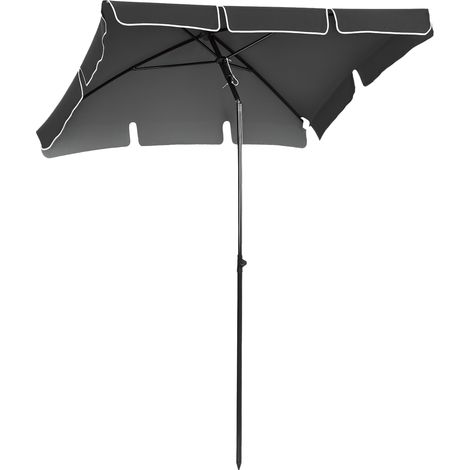 Sombrilla rectangular inclinable de 2 x 1,3 m – Poste de aluminio con brazos en V, ideal para mercados al aire libre – Gris