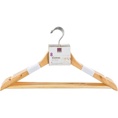 Lot de 8 Cintres en Bois "Strong" 45cm Naturel (1/4)