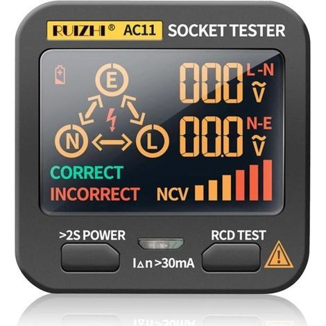 Tester di prese, tester di circuiti elettrici con display LCD e digitale, per il controllo del cablaggio domestico e professionale (1/5)