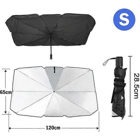 Pare-soleil de pare-brise de voiture, type parapluie, protection solaire pour vitres de voiture, tissu isolant thermique pour l'avant du véhicule, colle argentée (S) (1/5)