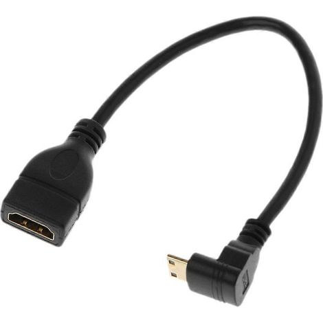 Câble HDMI Mini USB Mâle à 90° avec Connecteur Femelle HDMI Courbé (1/4)