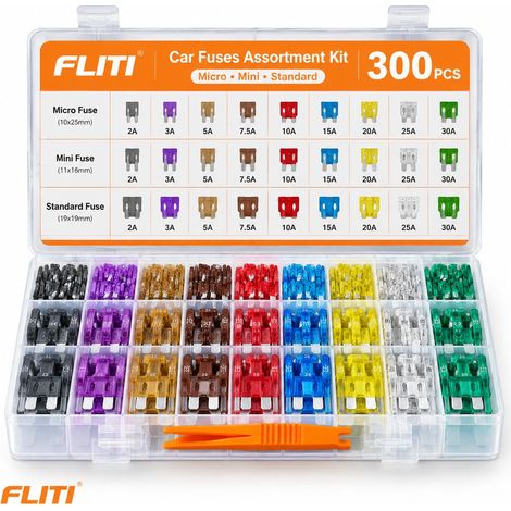 FLITI-Kit de 300 Fusibles Voiture 11 Intensités 2A à 40A avec Extracteur Inclus (1/5)