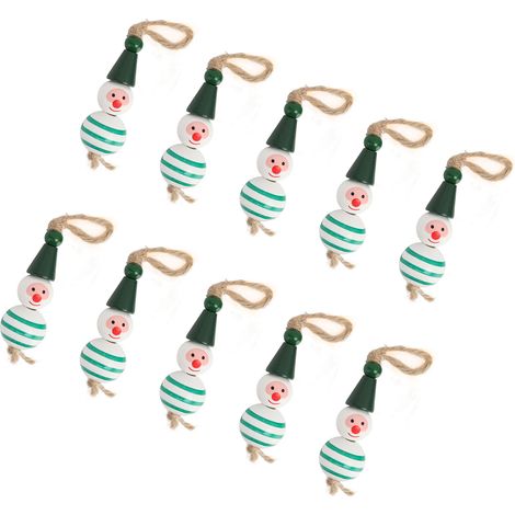 Set mit 10 farbenfrohen Schneemann-Weihnachtsbaumanhängern, grüne Anhänger (1/5)