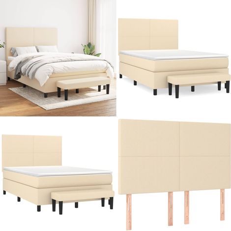 Boxspringbett mit Matratze Creme 140x200 cm Stoff - Boxspringbett - Doppelbett - Cremefarbenes Bett - Betten Mit Stauraum - Federkernmatratze - Home & Living (1/5)