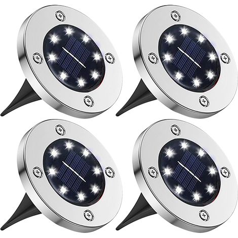 Lampes solaires de sol, éclairage solaire extérieur, lot de 4 lampes solaires à 8 LED étanches pour jardin, allée, porche (1/5)