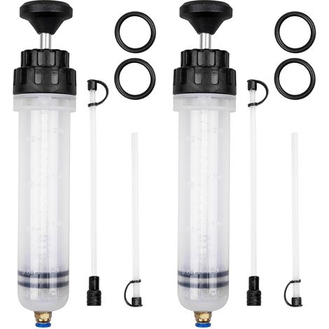 2 Auto-Ölsaugpumpen 200 ml, Ölsaugpumpe mit 4 kurzen Schläuchen, Universal-Ölsaugpumpe für Motorrad, Motor und Hydraulikflüssigkeit (200 cm³, 2 Stück)