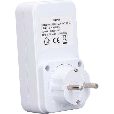 Überspannungsschutzsteckdose für Elektrogeräte (175–260 V), 5–6 Minuten Verzögerung, EU-Stecker (230 V) (1/5)