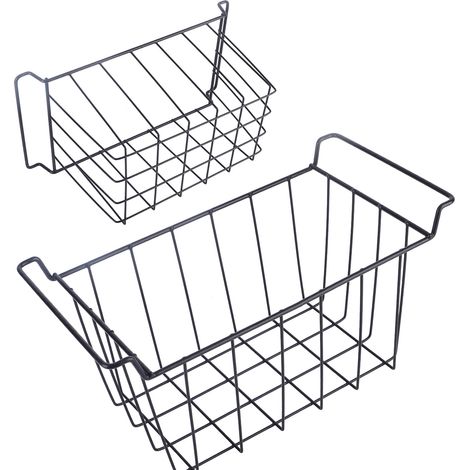 Drahtkörbe für Gefrierschrank, PE-beschichtet, schwarz, 39 x 20 x 20 cm, Hängehalterung für Kühlschrankablagen (1/5)