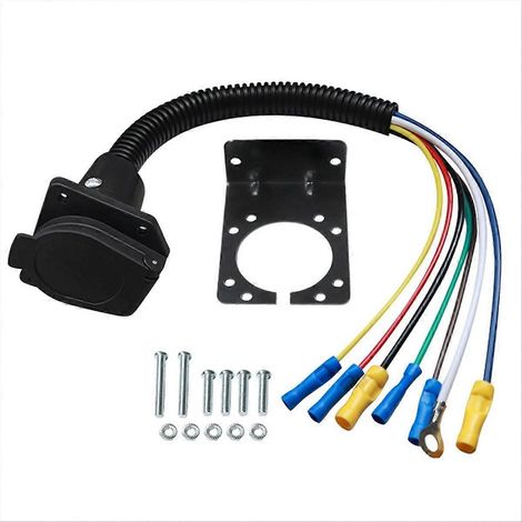 Prise de remorque 7 broches, connecteur de feux de remorque 7 voies, adaptateur rapide pour prise de camion 7 broches avec support de montage (1/5)