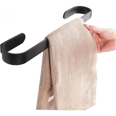 SABIR Rails de Barre de Serviette Noire 40 cm Serviette Murale Murale Railau de Salle Bain, Porte-Serviette en Acier Inoxydable Vis (1/4)