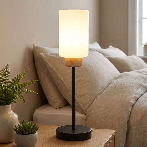 Lampada da tavolo a LED, lampada da salotto, interruttore a levetta, metallo nero, H 42 cm (1/5)