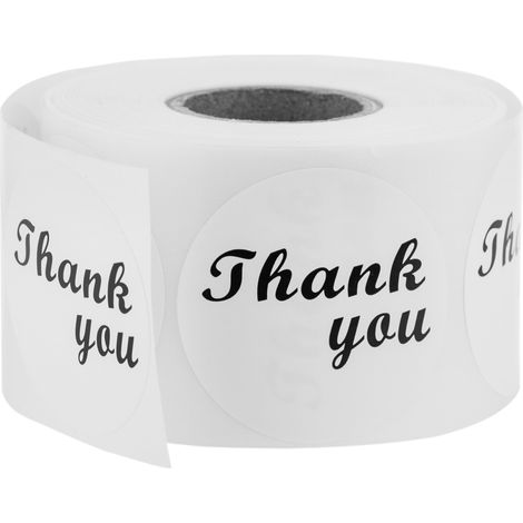 BeMatik - Autocollant adhésif rond blanc 38 mm 'Thank You' (1/5)
