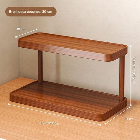 Porte-tasse - Porte-tasse - Porte-tasse à café en bois à double couche, adapté aux cuisines, bureaux et maisons, 30 cm de long (1/4)