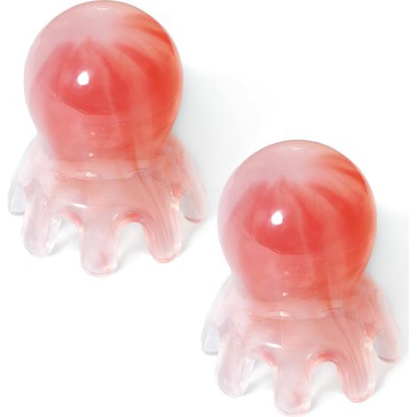 2er-Set „Oktopus“-Kopfmassagegeräte – Anti-Stress-Akupressur-Werkzeug, Kopfhautmassagekamm – Rosa (1/5)