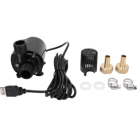 Pompe à eau submersible 5V CC, 4W, 500L/H, hauteur 180cm, IP68, ultra silencieuse, USB, sans balais, pour fontaines et bassins, aquariums. (1/5)