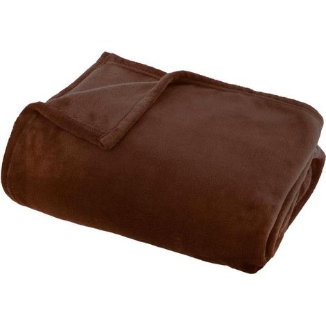 Plaid en Flanelle Uni "Ollis" 130x180cm Marron Tonka