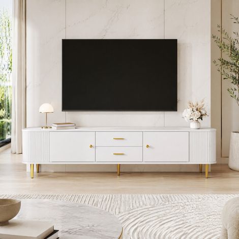 MEUBLIV mueble TV 170x34x45 cm blanco - 2 cajones, 2 puertas, almacenaje elegante (1/5)