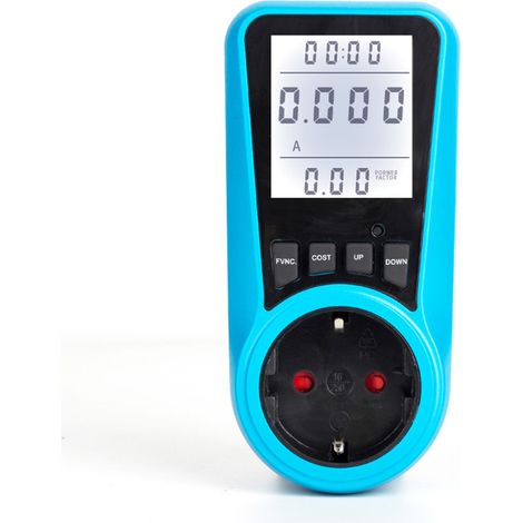 Compteur de consommation d'énergie, appareil bleu de haute précision pour le suivi et l'analyse de la consommation électrique à domicile, avec grand écran LCD et calcul des coûts d'électricité.-AquaFo (1/5)