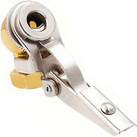 Mandrin de gonflage verrouillable pour compresseurs d'air. Un clip de verrouillage sécurisé maintient le mandrin fixé à la valve. Gonflage de pneus à domicile ou en garage (1 pièce). (1/5)