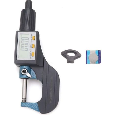 Micrometro digitale, campo di misura (0-25 mm) / (25-50 mm) / (50-75 mm) / (75-100 mm), micrometro a basso errore, risoluzione 0,001 mm, micrometro per spessore in lega di cromo (0-25 mm)