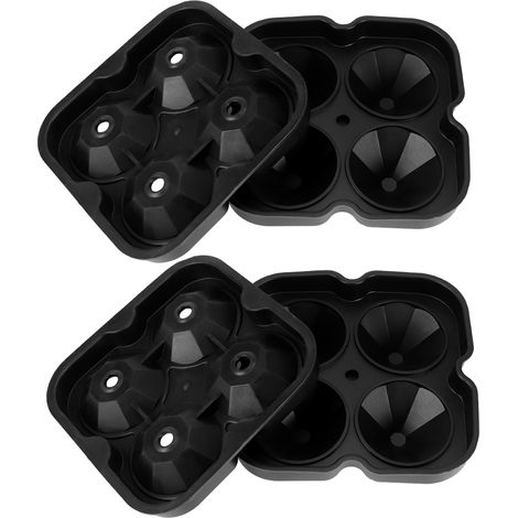 Bac à Glaçons En Silicone 4 Cavités Pour Maison Bureau Bar Résistant -40℃ À 230℃ Noir Lot De 1 (1/5)