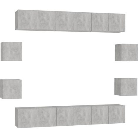Maison Exclusive - Set di Mobili Porta TV 10pz Grigio Cemento in Legno Multistrato (1/5)