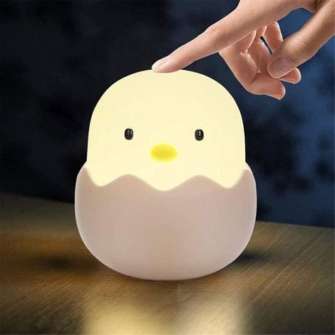 Veilleuse pour enfants,Veilleuse Enfant LED, Veilleuse de Bébé Coquille d'oeuf Poulet Emotion Lumière de Nuit USB,Blanc Chaud (1/4)
