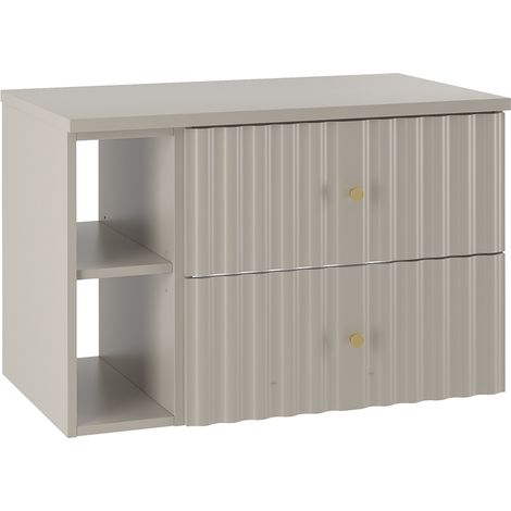 Meuble sous-vasque 80cm 2 niches plan de toilette Izae Cachemire
