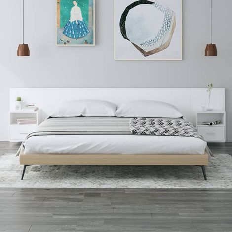 Tête de lit Contemporain Pour Lit adulte avec armoires Blanc Bois d'ingénierie 43880