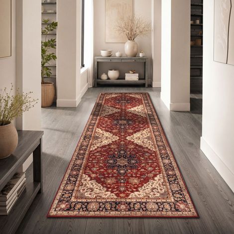 Paco Home Tapis Salon Oriental Vintage Lavable Poils Courts Antiderapant Rouge Beige Multicolore Or 80x150 cm (1/5)