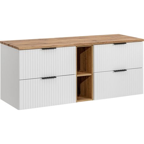 Mueble bajo lavabo 140cm 2 nichos Adriel Blanco (1/4)