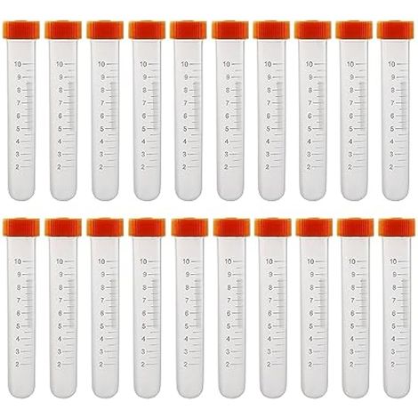 Orange Tubes à Essai Gradués 10ml Cryotubes En Plastique Tubes Fond Arrondi, Tube de Fiole Congelé en Plastique avec Bouchon à Vis, Flacon Transparent, Tubes à essai en plastique 20 Pièces (1/4)