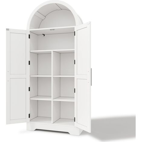 Credenza alta ad arco 70 x 35 x 170 cm in MDF bianco (1/5)