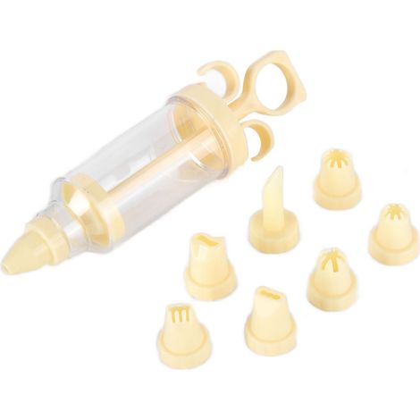 Ensemble de douilles à pâtisserie, seringue à pâtisserie avec 8 douilles pour la décoration de gâteaux (douille couleur crème) (1/5)