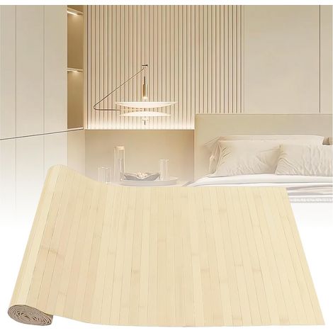 Panneaux muraux 3D - 224 x 30 cm - En bambou naturel - Décoration murale - Décoration de plafond pour cuisine, chambre à coucher, salon, bureau (1/5)