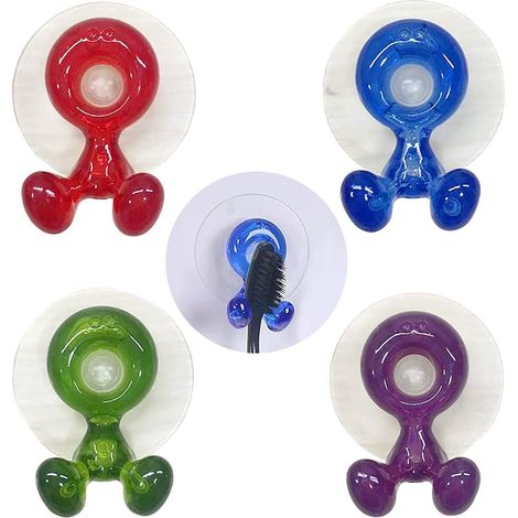 Support Pour Brosse À Dents - Ventouse Puissante - Montage Murale Sans Perçage - Pour Salle De Bain - Lot De 4 (1/5)