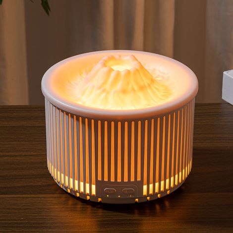Diffuseur d'arômes effet volcan blanc, humidificateur ultrasonique avec brumisation automatique, veilleuse décorative pour maison