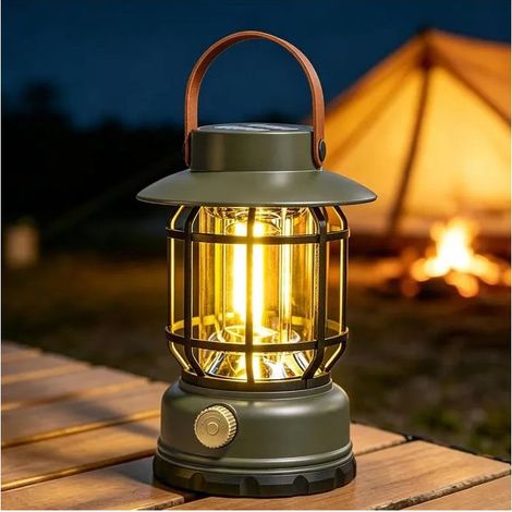 Lampe camping LED - Solaire rechargeable - Lanterne solaire exterieur - Lampe camping portable (1/5)