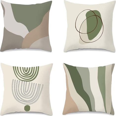 JSSEVN - Green Cushion, 45x45 Cushion Cover, Decorative Sofa Cushion, Sofa Cushion Cover, Set of 4 Pillowcases 45x45 for Sofa, Bed, Chair, Car (1/5)