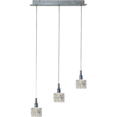 Suspension moderne chromée cubes cristal 3xG9 40W Rubik (1/2)