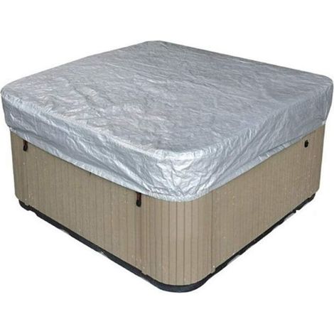 BRAVIX Runde Outdoor-Badewannenabdeckung, silberplattiert, staub- und regendicht, Schutzabdeckung für Schwimmbad, Badewanne, Spa, quadratischer Schutz, 23 x 12 x 3 x 30 cm, Silber (1/5)