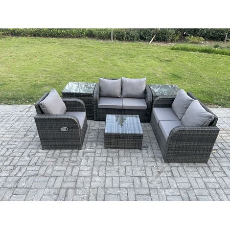 Fimous 6-teilige Gartenmöbel Sets 5-Sitzer Outdoor Patio Möbel Set Weben Wicker Rattan Sofa Stuhl und Tisch mit 2-Beistelltischen (1/5)