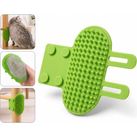Grattoir Chat en TPR Pied de Table et Coin avec Sangle Brosse de Toilettage Massage Anti-Griffures Vert et Jaune 26 x 12.5 cm (1/5)