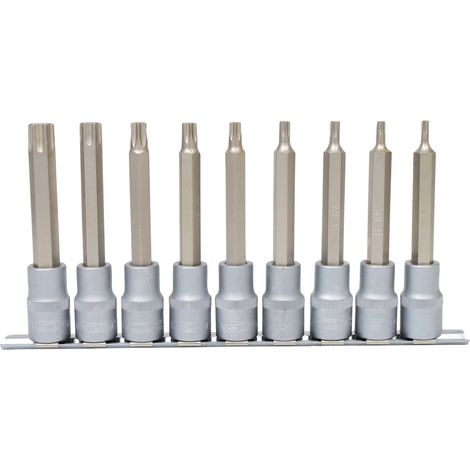 1/2" Jeu de douilles tournevis Torx, longues, 9 pcs, T20-T60 (1/4)