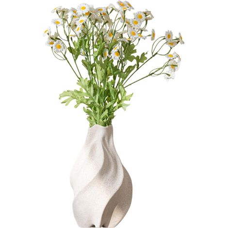 Vase en Céramique, Vase Decoratif Blanc Moderne, Design Élégant et Texturé pour Herbe de la Pampa et Fleurs Séchées, pour Décoration Nordique, Bohème et Minimaliste dans Maison, Bureau, Salon (1/5)