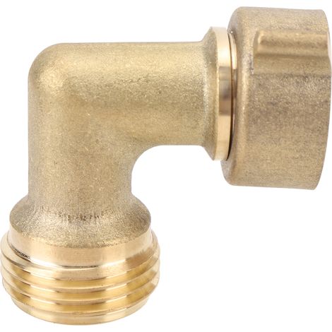 Ortviai Raccord Coudé 90° pour Tuyau d'Eau en Laiton Massif, Filetage 3/4", Adaptateur pour Camping-Car, Caravane et Bateau