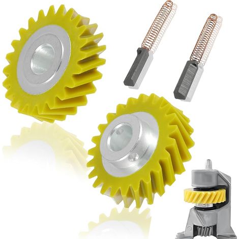Lot de 2 engrenages à vis sans fin de rechange pour mixeur W10112253,compatibles Whirlpool Kenmore 4162897, 4161531, WPW10112253, 4169830, WPW10112253VP, 5K5SS, 5KPM5, (balai de charbon inclus)